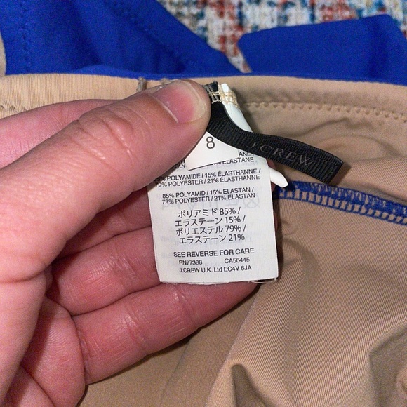 J. Crew Plunging Halter One Piece Swimsuit in Blue SZ 8 EUC - Picture 4 of 4